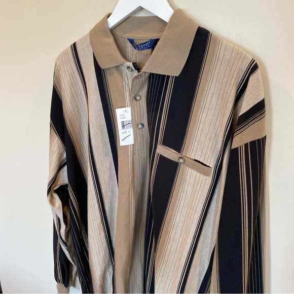 LD Sport International Long Sleeve Polo NWT Large Striped Vintage Preppy Retro - Picture 2 of 5